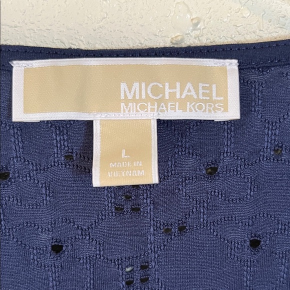 Michael Kors Navy Blue V-Neck Blouse - Picture 3 of 5